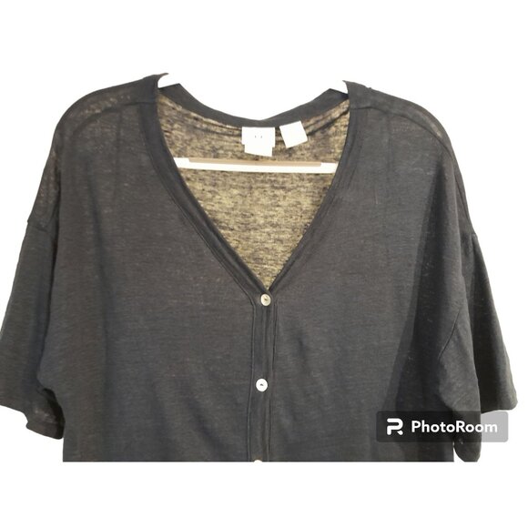 Halston Size Small Linen Oversized Comfy Casual Vacation Summer Button-Down Top - Picture 2 of 4